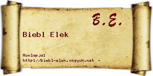 Biebl Elek névjegykártya